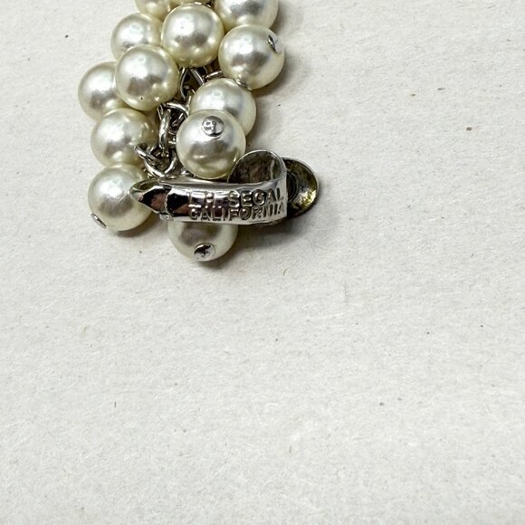 LH Segal Vintage Earrings Cluster Dangle Imitation Pearl Silver-Tone Retro MCM‎ - Picture 6 of 10